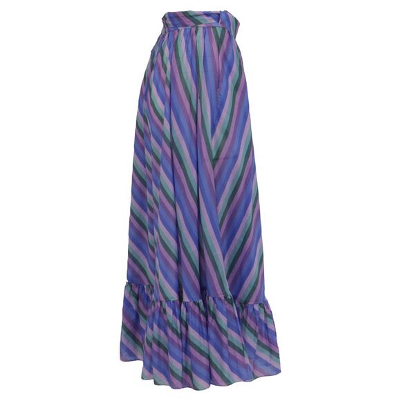 Zimmermann Poppy Frill Wrap Midi Skirt in Blue Cotton - Picture 2 of 5